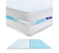 Topper 180 x 200 cm, materasso in gel H3/H4, in memory foam di 7,5 cm di altezza e tessuto in fibra di bambù, comodo coprimaterasso 180 x 200 cm, per letto a molle e letti scomodi (BD180)