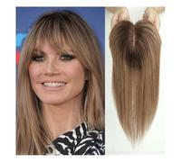 Topper Capelli Donna 4"x5.5" Parrucche con Topper in Veri Capelli Umani con Frangia Base in Seta Clip Pezzi Topper Capelli Lisci for Donne Extension for Capelli Topper per Capelli da Donna(10 inch,Omb