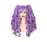 Topper Capelli Donna Parrucca sintetica da donna, lunga 24 pollici, riccia, for cosplay, parrucche di Halloween for feste con 2 code di cavallo Topper per Capelli da Donna(Light purple)