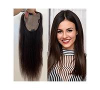 Topper Capelli Donna Topper for capelli umani castano più scuro con capelli del bambino, pezzi di capelli umani vergini europei da 8-22" 5"x5" Topper for capelli con base in seta liscia come la seta f