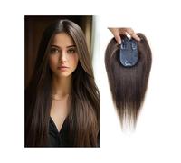 Topper Capelli Donna Topper for capelli umani for donna con capelli diradati 7×10 cm Topper for capelli con base in seta invisibile sulla pelle con frangia Pezzo di capelli lisci Remy da 10 pollici co