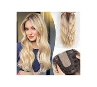 Topper Capelli Ondulati Da 20 Pollici, Pezzi Di Sintetici Lunghi E Ricci Con Base Larga Clip In Pizzo Centrale Nelle Estensioni Dei Donne Radi Topper per Capelli da Donna(Ombre Brown Blonde)
