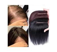 Topper Capelli Topper for capelli for donne con diradati, for veri base in seta 3 clip in Remy Pezzi di lisci senza frangia Comfort(Nero,10x12cm)