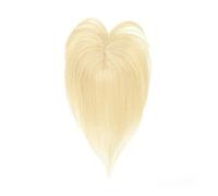 Topper con frangia, clip in topper for donne, veri capelli umani Remy, base in seta, riga centrale, toupet for capelli diradati Topper per Capelli da Donna(10inch,Blonde)