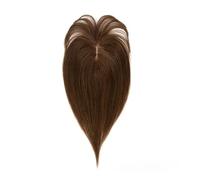 Topper con frangia, clip in topper for donne, veri capelli umani Remy, base in seta, riga centrale, toupet for capelli diradati Topper per Capelli da Donna(14inch,Medium Brown)