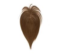 Topper con frangia, clip per donne, veri capelli umani Remy, base in seta, parte centrale, accessorio per capelli sottili aggiunge volume (12 pollici, marrone chiaro)