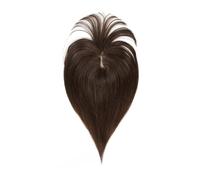 Topper con frangia, clip per donne, veri capelli umani Remy, base in seta, parte centrale, accessorio per capelli sottili aggiunge volume di capelli (12 pollici, marrone cioccolato)