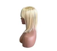 Topper con frangia, da donna, base in seta di capelli umani, 12 x 13 cm, con clip nella parte superiore, parrucca per uso quotidiano, aggiunge volume (30,5 cm, biondo)