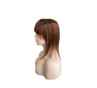 Topper con frangia per donne, base in seta di capelli umani, 12 x 13 cm, con clip nella parte superiore, parrucca per uso quotidiano, aggiunge volume (35,6 cm, marrone scuro)