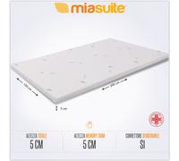 MiaSuite Topper 120x200 Memory Foam per materasso - alto 5 cm, sfoderabile, tessuto AloeVera | Correttore H5 - TopperH5_120x200x5