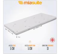 MiaSuite Topper 80x200 Memory Foam per materasso - alto 5 cm, sfoderabile, tessuto AloeVera | Correttore H5 - TopperH5_80x200x5