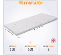 MiaSuite Topper 80x190 Memory Foam per materasso - alto 5 cm, sfoderabile, tessuto AloeVera | Correttore H5 - TopperH5_80x190x5