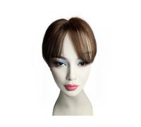 Topper corto e dritto da 6 pollici for capelli umani, frangia a clip for una caduta lieve, adatto a donne e uomini Capelli Estensioni(Dark Brown)