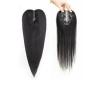 Topper da donna da 16 pollici, veri capelli umani, base 7,6 x 10,2 cm intrecciati a mano con fermagli invisibili, posticci for capelli diradati Soffice e Naturale(1b#)