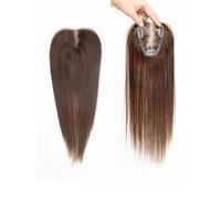 Topper da donna da 16 pollici, veri capelli umani, base 7,6 x 10,2 cm intrecciati a mano con fermagli invisibili, posticci for capelli diradati(2#)