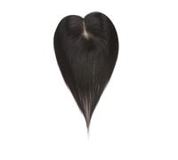 Topper da donna, veri capelli umani, topper con base in seta realistica da 10 pollici, pezzi con diradamento, parte centrale con clip nella frangia per Donne Affascinanti(Black,16x18cm)