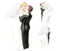 Topper della torta da sposa e sposo 2.8x2.4x5.5 Toppers della torta nuziale con sposi che si abbracciano reciprocamente topper in resina realistica e fortunata per feste di nozze, casa altri