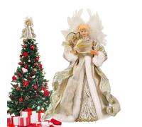 Topper dell'albero di Natale, angelo di Natale | Figurina per albero di angelo | delicate decorazioni di angelo di Natale con ali di piume bianche per vacanze al coperto