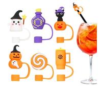 Topper di Halloween per cannucce, 6 pezzi, 3D, riutilizzabili