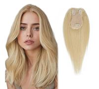 Topper donna 100% capelli umani, parrucca top con clip base 4,3"x2,75", topper capelli veri per capelli diradati, extension a clip e accessorio capillare superiore dal look naturale 25CM #613 Colore