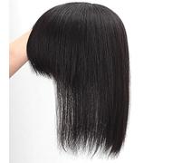 Topper for Capelli con Frangia 100% Veri Capelli Umani for Donne 12 X 13 Cm Base in Rete Toupet for Capelli Clip in Topper Estensioni for Capelli Che Si Assottigliano (Color : Black, Size : 20cm)