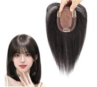 Topper for Capelli Con Frangia for Donna Toupee 100% Capelli Umani Veri Parrucche Con Clip Di Base Da 3"*5" Posticci Castano Scuro Extension for Capelli Con Copertura 3D A 360°(20cm)