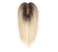 Topper for capelli da 10 pollici for donne senza frangia, toupet sintetici lisci e setosi, base in pizzo da 4,3 * 3,2 pollici Extension per Capelli(Ombre Brown Blonde)