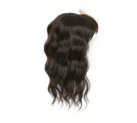 Topper for capelli da 14 pollici for donne con capelli radi, base larga 6,5''x6,5'' con frangia, pezzi di parrucca in pizzo invisibile fatti a mano(Brown black)