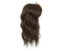 Topper for capelli da 14 pollici for donne con capelli radi, base larga 6,5''x6,5'' con frangia, pezzi di parrucca in pizzo invisibile fatti a mano(Dark brown)