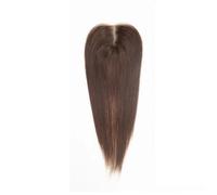 Topper for capelli da 3x4 pollici for donne vere umane, Topper for capelli con clip senza frangia, Estensioni superiori con base fatta a mano, 14 pollici Soffice e Naturale(Dark Brown)