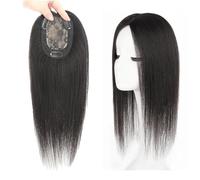 Topper for Capelli Da 45 Cm for Donne Parrucche Di Capelli Umani Al 100% Base Da 3x5 Pollici Clip In Toupet Superiore Eleganti Extension for Capelli Lisci for Leggera Perdita Di Capelli(Black)