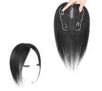 Topper for Capelli Da Donna Toupee In Veri Capelli Umani Base 12x13 Cm Clip In Top Posticci for Capelli Radi Estensioni for Capelli Senza Frangia Parrucche Con Copertura 3D A 360°(Black,12 inch)
