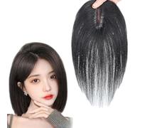 Topper for Capelli Da Donna Toupee In Veri Capelli Umani Parrucche for Capelli Con Copertura 3D A 360° Base Da 3,5"*4" Clip In Top Posticci Extension for Capelli Da 10 Pollici(Black)