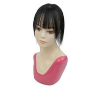 Topper for capelli da donna, veri capelli umani, frangia sottile 3D a 360°, for donne con capelli diradati, 5 cm x 9 cm(30cm,Natural Black)