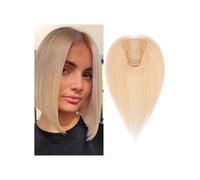 Topper for capelli da donna, veri capelli umani senza frangia, parrucca in pizzo intrecciata a mano 8x10 cm, aggiunge volume Topper per Capelli da Donna(8 inch,Bleach Blonde)