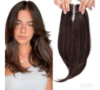Topper for capelli for diradamento con frangia, parrucchino sintetico con clip, pezzo dall'aspetto naturale for le donne, parrucca quotidiana traspirante e leggera(C)