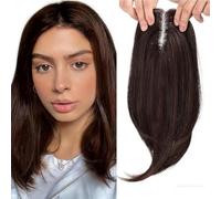 Topper for capelli for diradamento con frangia, parrucchino sintetico con clip, pezzo dall'aspetto naturale for le donne, parrucca quotidiana traspirante e leggera(O)