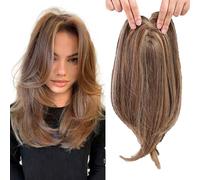 Topper for capelli for diradamento con frangia, parrucchino sintetico con clip, pezzo dall'aspetto naturale for le donne, parrucca quotidiana traspirante e leggera(Q)