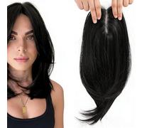 Topper for capelli for diradamento con frangia, parrucchino sintetico con clip, pezzo dall'aspetto naturale for le donne, parrucca quotidiana traspirante e leggera(L)