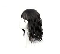 Topper for capelli for donne con capelli radi, frangia sintetica riccia ondulata e sottile da 14 pollici con clip Soffice e Naturale(Natural Black)