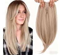 Topper for capelli lunghi ondulati con parte centrale - Pezzo sintetico, estensione traspirante legata a mano, da indossare ogni giorno, adatto a tutte le forme del viso(G)