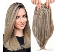 Topper for capelli lunghi ondulati con parte centrale - Pezzo sintetico, estensione traspirante legata a mano, da indossare ogni giorno, adatto a tutte le forme del viso(C)