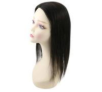 Topper for capelli monouso da 13 * 13 cm, base umana, for donne, con clip for capelli diradati, realizzati a mano Soffice e Naturale(Black,12inch)