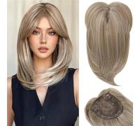 Topper For Capelli Ondulati Da 18 Pollici Con Frangia Laterale - Pezzo Sintetico Grigio, Copertura Delle Radici, Leggero 130 G, Indossare Tutti I Giorni(D)