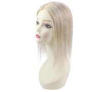 Topper for capelli umani 13 * 13 cm, base mono, for donne, con clip for capelli diradati, fatti a mano(Mixed Blonde,18inch)