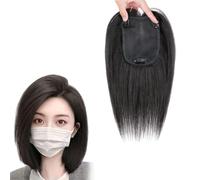 Topper for Capelli Umani Al 100% for Donne, Extension for Capelli Base 4"x5",Clip In Top Posticci Parrucche for Capelli Neri Naturali for Perdita Di Capelli/capelli Sottili/capelli Grigi(30cm)