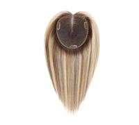 Topper for capelli umani con base svizzera da 6x5 pollici, topper veri 12 donne fermagli diradati in Remy Hairpiece Capelli Estensioni(Blonde with Dark Brown Roots)