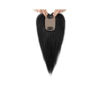 Topper for capelli umani con frangia for donne con capelli diradati, clip da 10 pollici nel parrucchino, base in seta 5 x 9 cm(Blakc)
