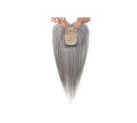 Topper for capelli umani con frangia for donne con capelli diradati, clip da 10 pollici nel parrucchino, base in seta 5 x 9 cm(Light gray)