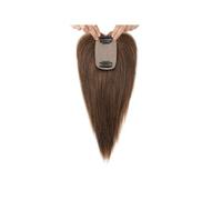 Topper for capelli umani con frangia for donne con capelli diradati, clip da 10 pollici nel parrucchino, base in seta 5 x 9 cm(Brown)